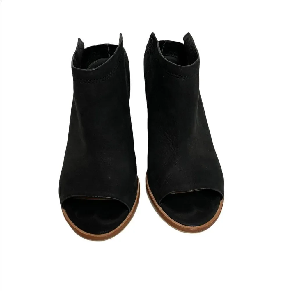 Dolce Vita Womens Size 9.5 Black Suede Block Heel Open Toe Slip On Sandal Shoes